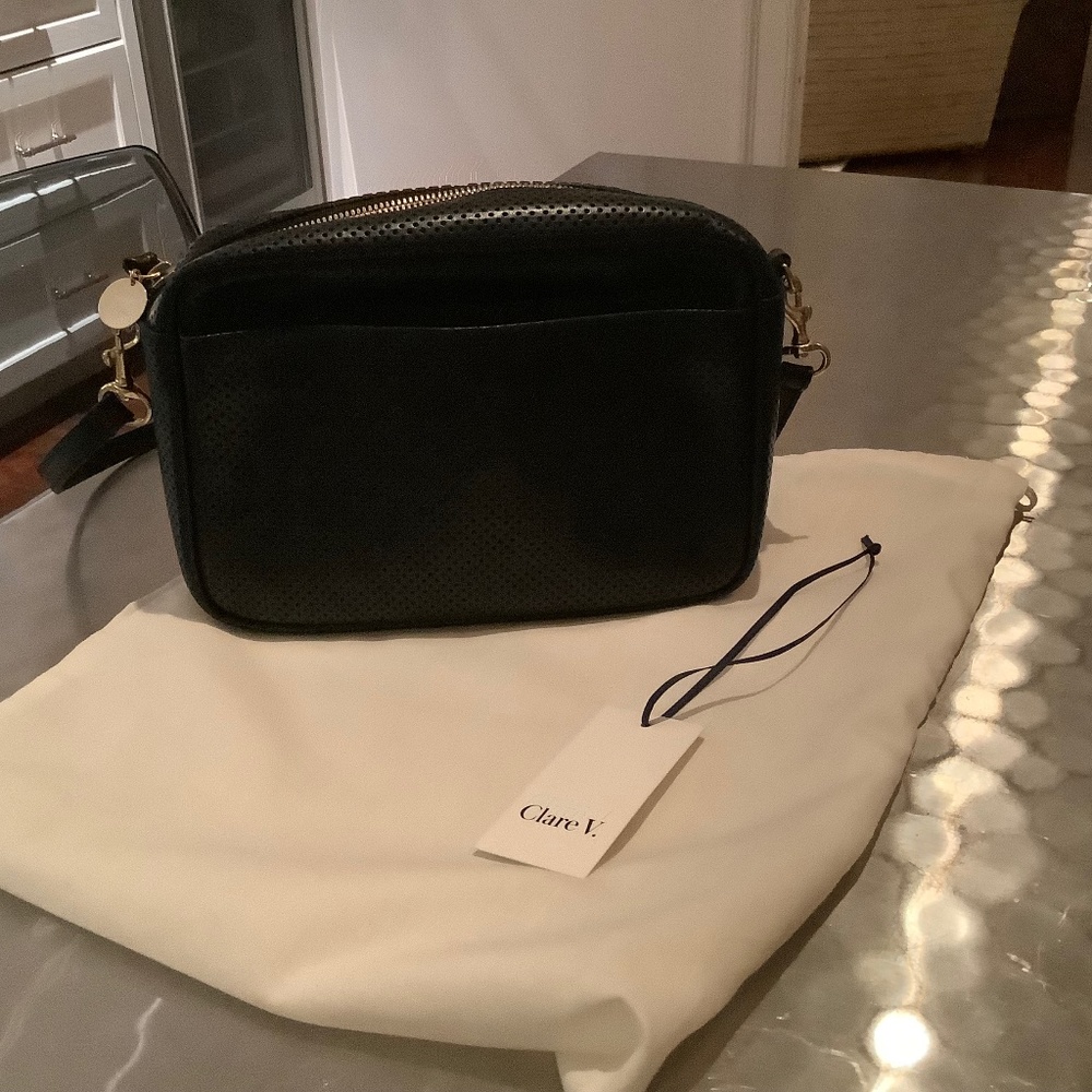 Clare V Navy Blue Marisol Perforated Crossbody